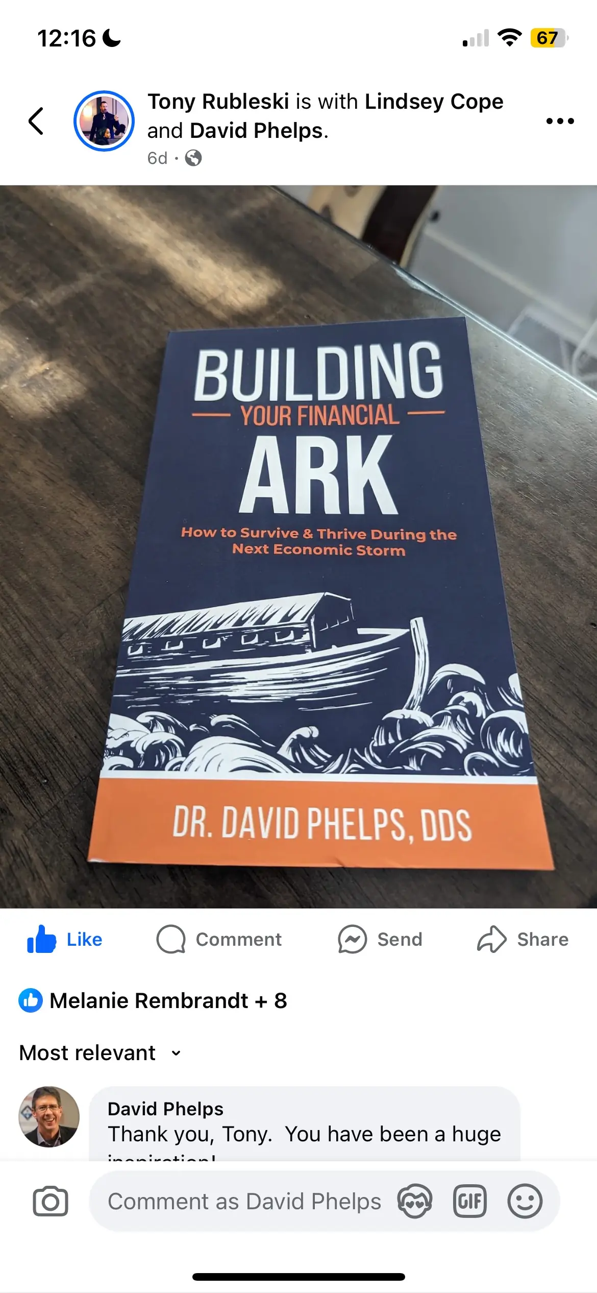 Reader holding Building Your Financial Ark